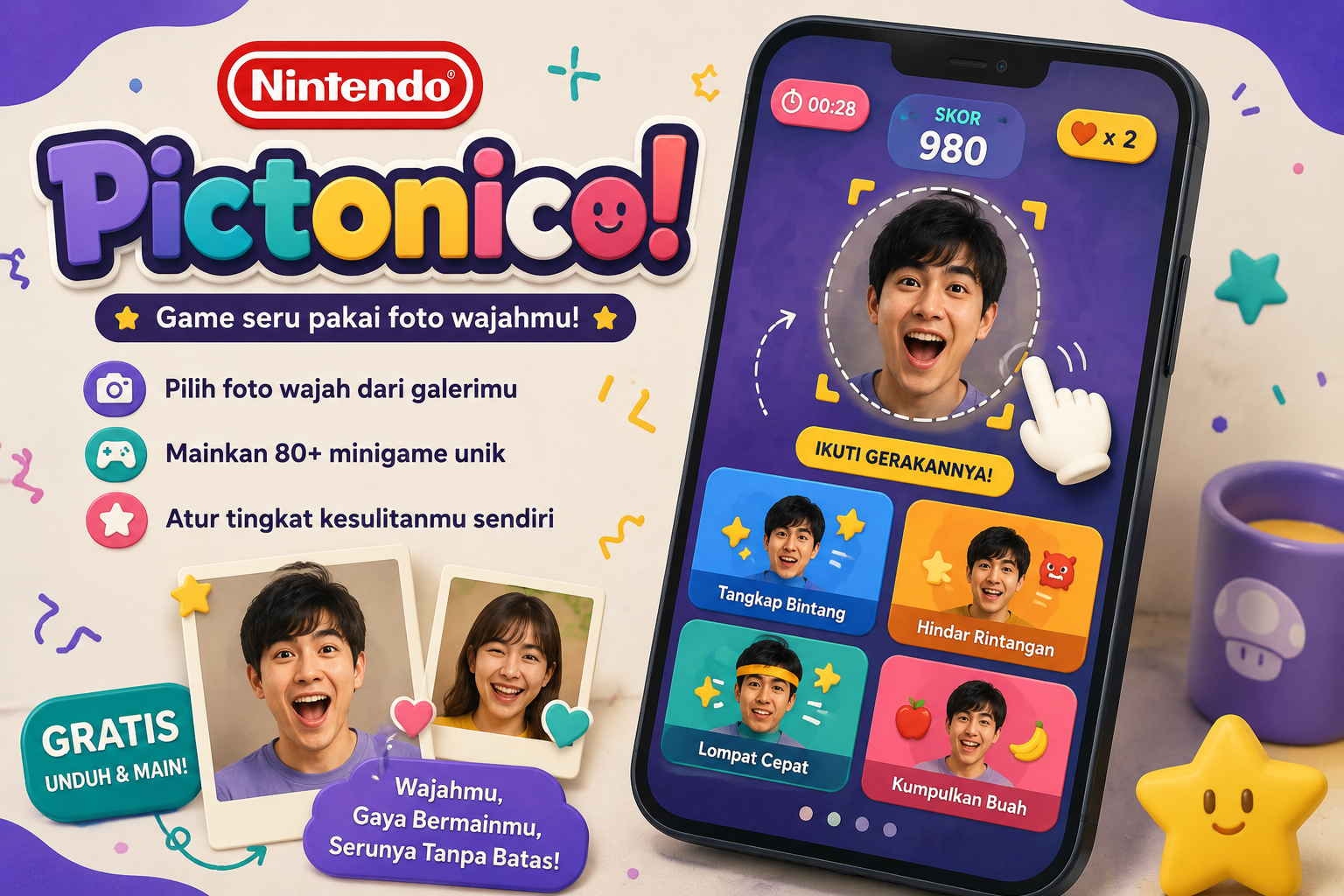 Nintendo Hadirkan Game Baru dengan Konsep Foto Wajah