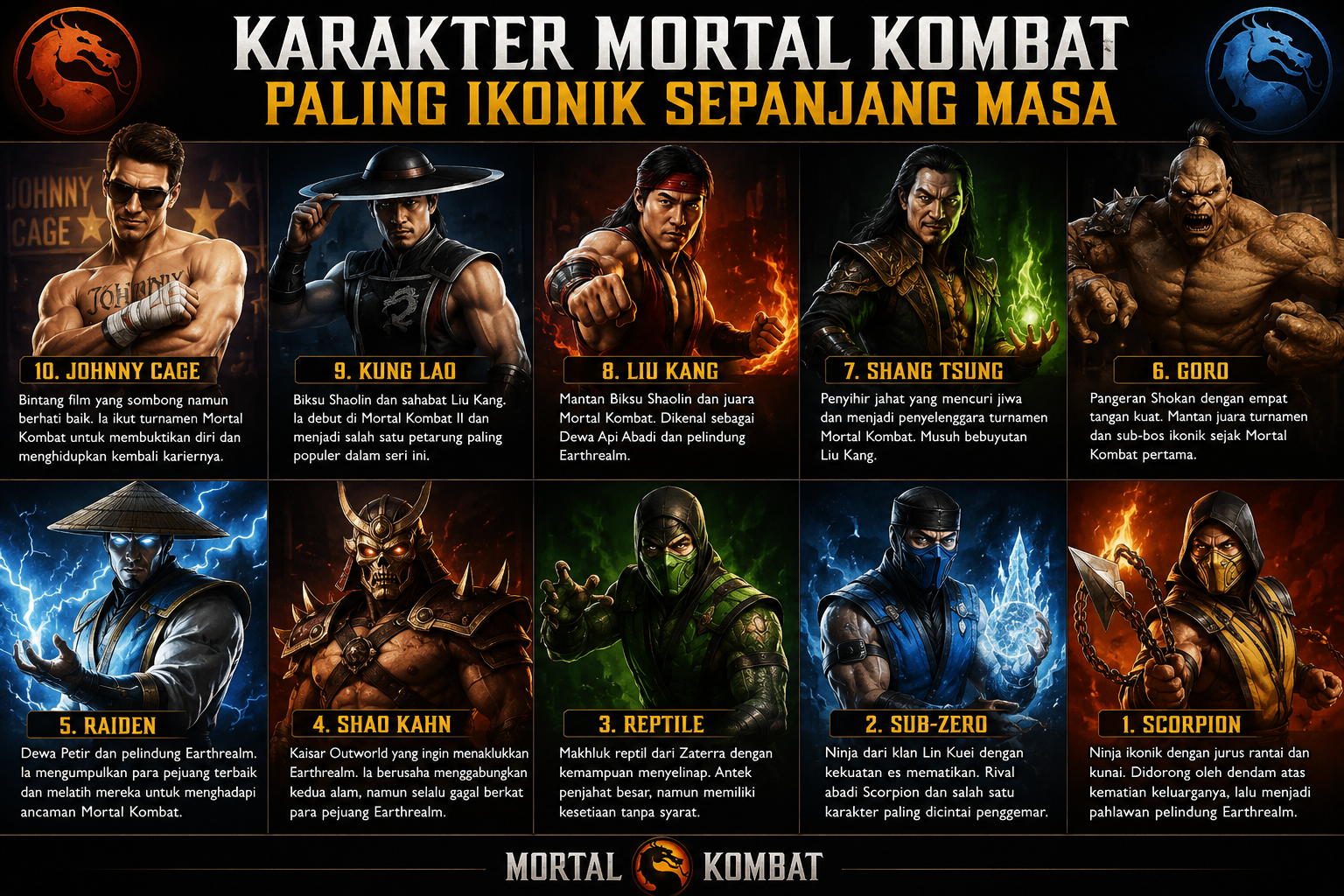 Karakter Mortal Kombat Paling Ikonik Sepanjang Masa