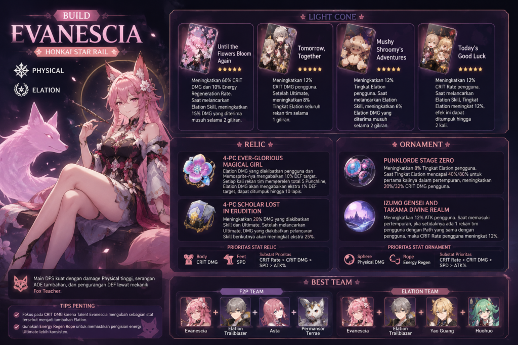 Build Evanescia Honkai Star Rail Terbaik Untuk Damage Maksimal