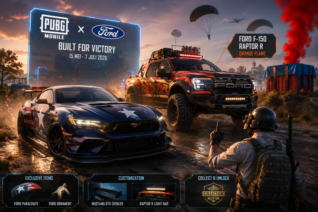 Kolaborasi PUBG Mobile x Ford Hadirkan Supercar Mustang dan Raptor R